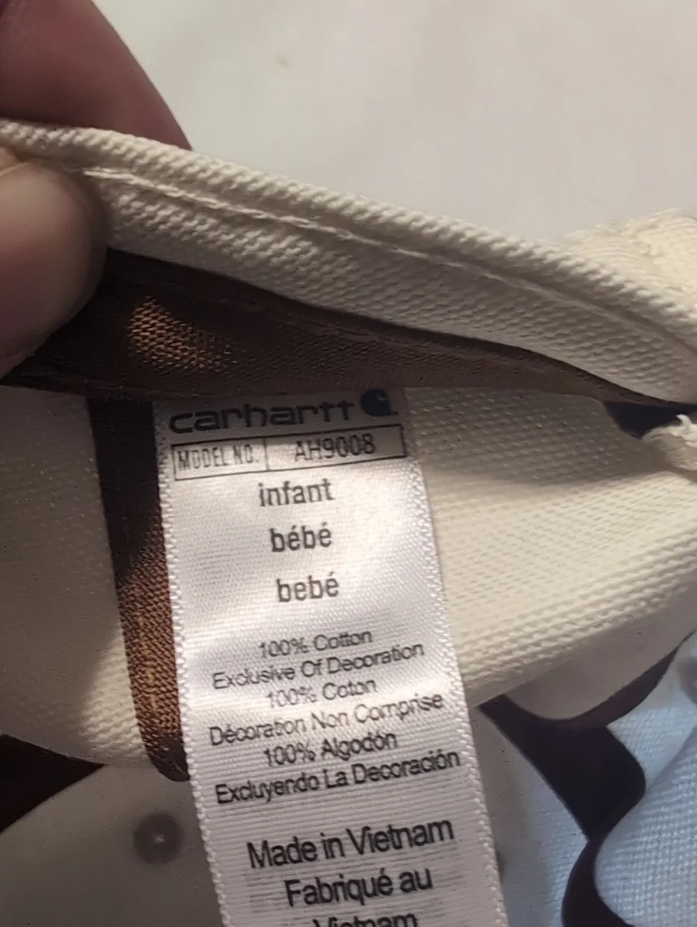 Carhartt White/Beige Canvas Baseball Cap with Logo Patch Baby Infant